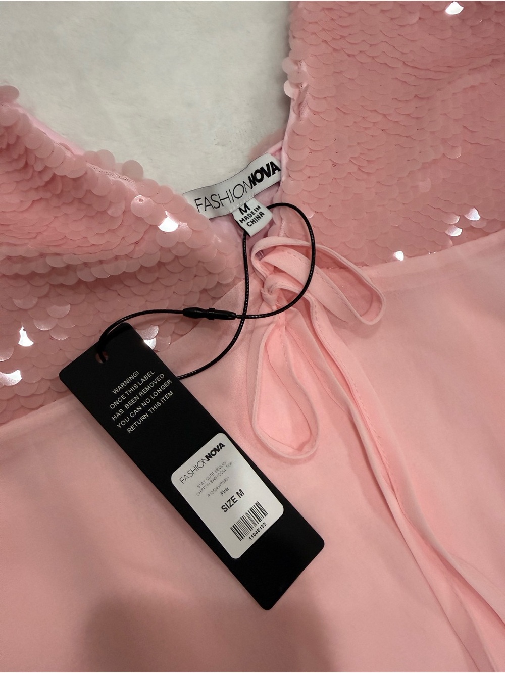 Fashion Nova Pink Sequin Mesh Babydoll Cami Top Ibiza Y2K Fairycore M - Picture 5 of 8